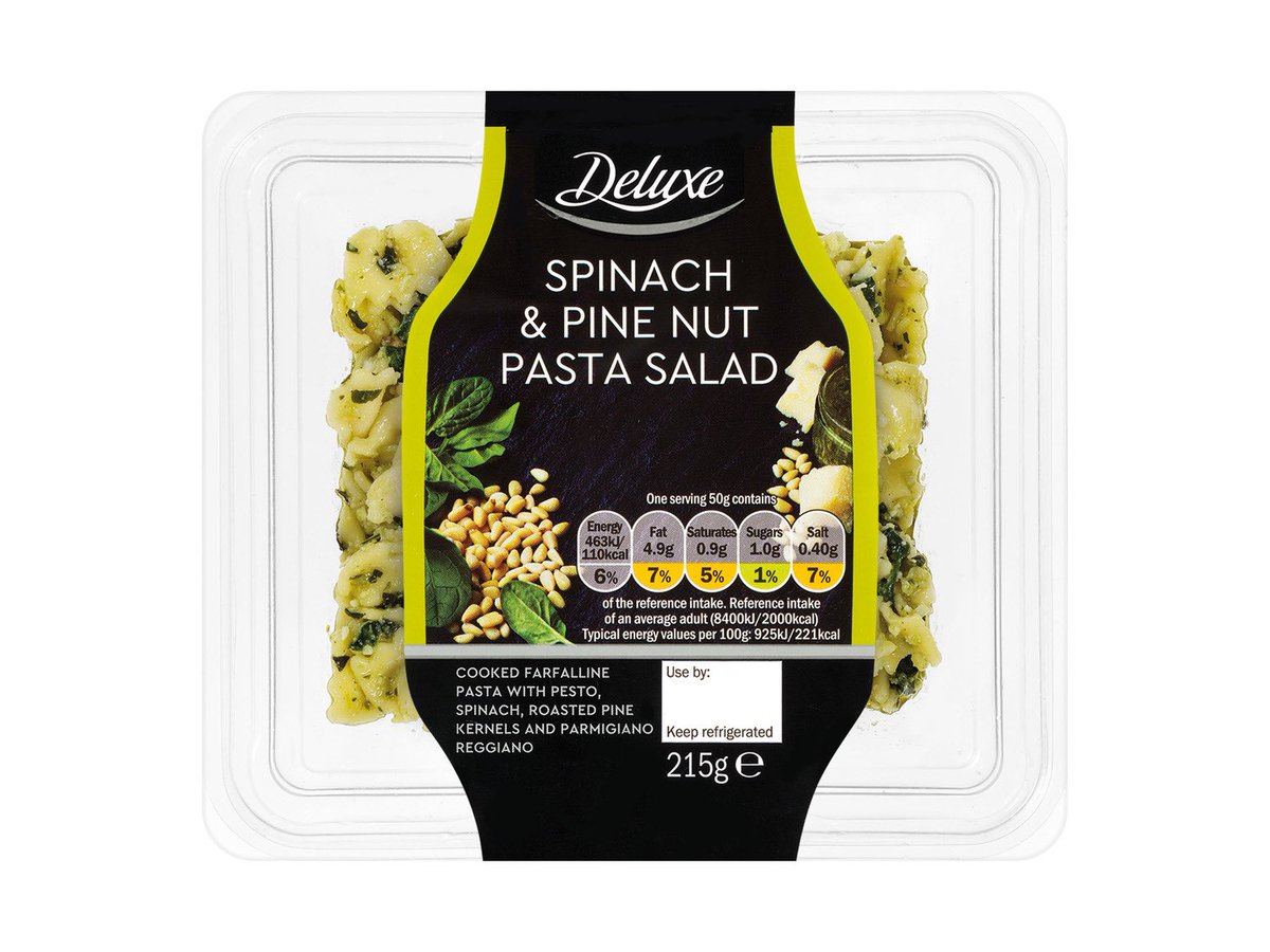 Deluxe Spinach & Pine Nut Pasta Salad.I’ve tried this from every supermarket going. Sainsburys, Waitrose, M&S. This one wins hands down.