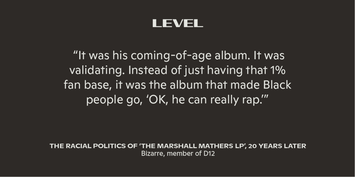 Scrutiny and controversy aside, The Marshall Mathers LP went on to deliver the status and credibility the rapper spent his entire life chasing. And, by extension, significantly impacted the conversation around racial politics of hip-hop. Full story:  http://read.medium.com/IDq888v 