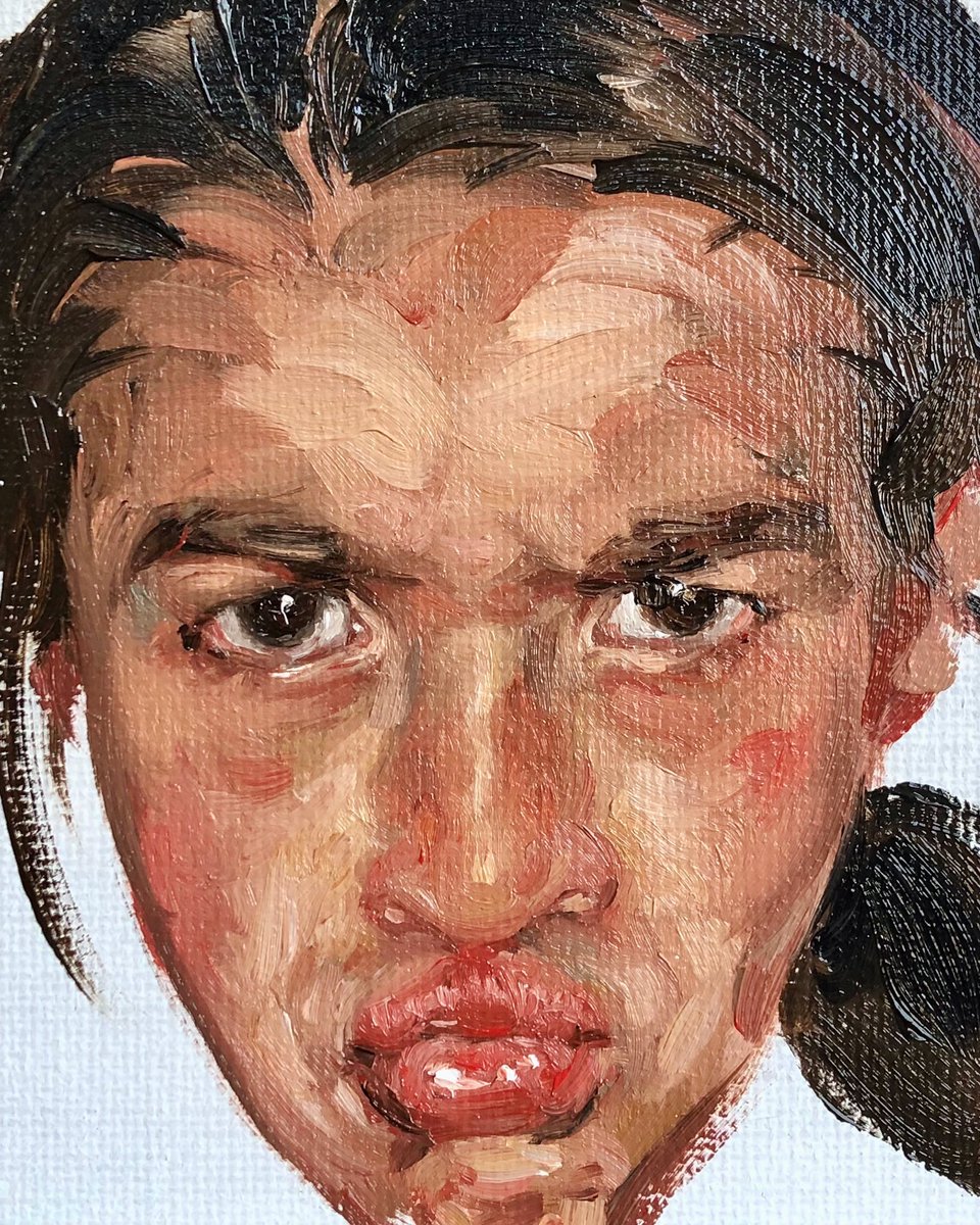 "GALLERY OF IDIOTS JR: LELIA"
(oil on canvas, lifesize, 2020).