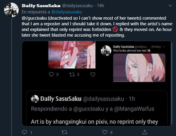 And after that is when Selin looked through your account and found more tweets in which you reposted art. Not before, after. Because you were claiming that you hadn't reposted anything, even though you had just reposted a fanart of Sakura.