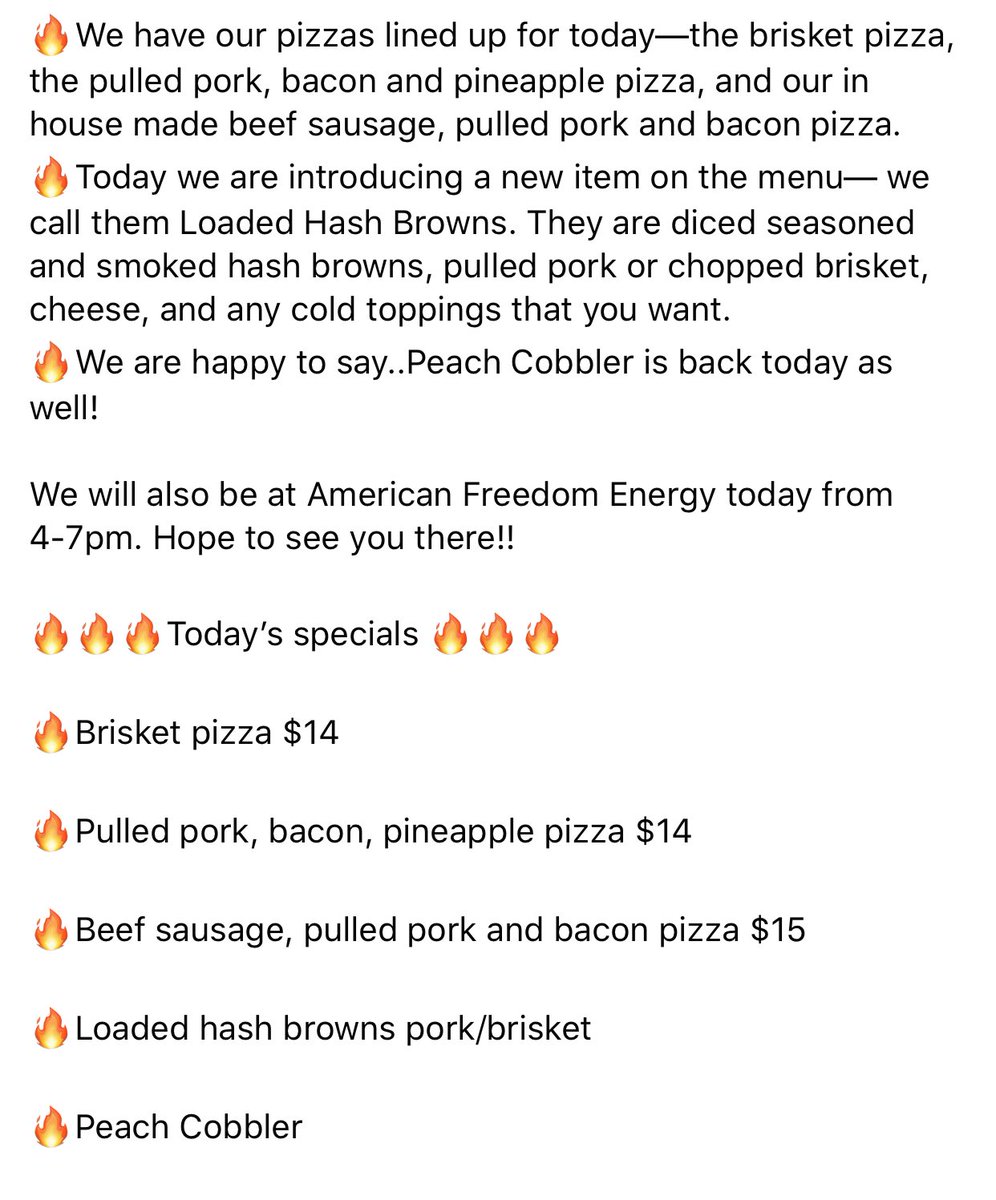 outlaw_attitude's tweet photo. 👃🏻sniff sniff....I smell the weekend!! We have a FANTASTIC lineup of smoked eats for you today! Come in and give us a try! #lunch #dinner #BBQ #trynewthings #Napoleon https://t.co/zJsjPErYNe