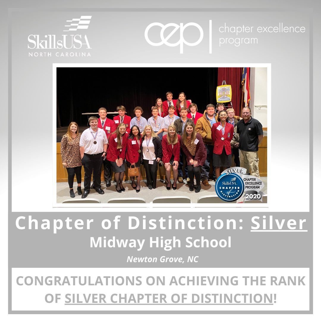 Our final Silver level Chapter of Distinction is Midway High School!
Great job!            
Next week we’ll be recognizing our GOLD chapters!
•
•
•
To learn more about the Chapter Excellence Program, visit the link in our bio.