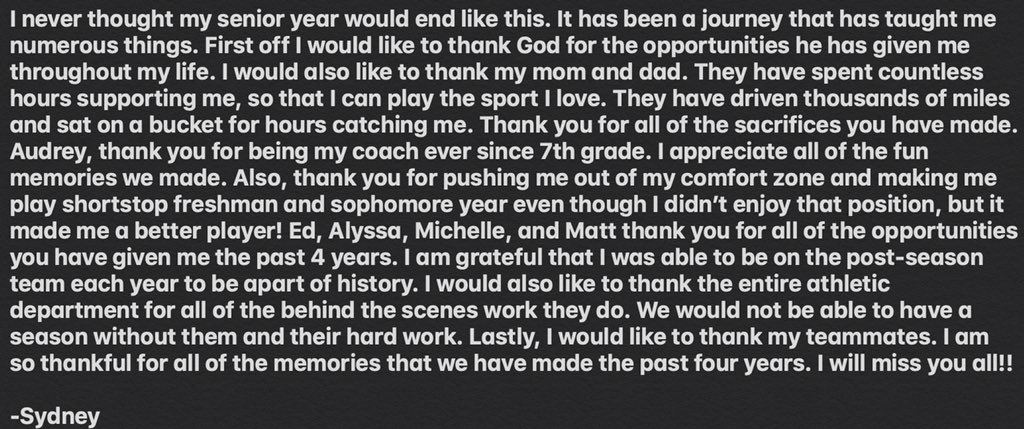 Shout out to our 1st senior of the day ! @sydney_rae5 who will be attending Bethel University this fall!