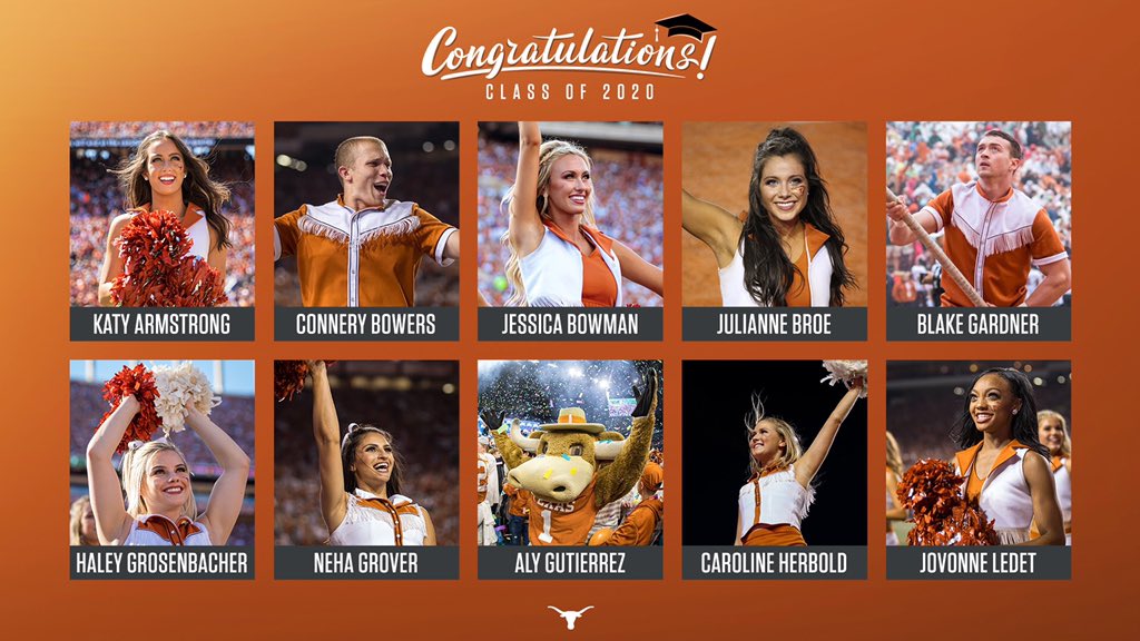 bexhaden's tweet image. Congratulations to our 19 @UTexasSpirit graduates! Thank you for your incredible devotion to our @TexasLonghorns and @UTAustin. You have been awesome ambassadors! 🤘🏼

@_delconte @TexasFootball @TexasMBB @TexasVolleyball @TexasSoccer @TexasWBB #UTGrad2020 #HookEm
