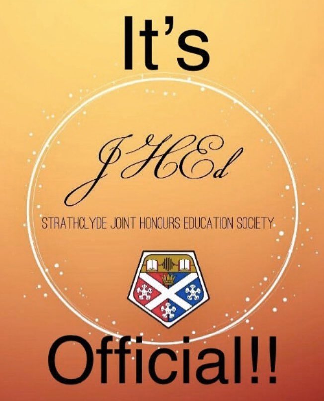 JHEdsociety's tweet photo. IT’S OFFICIAL! We are a @StrathUnion affiliated society! 😁🎉
We’re excited to get started, stay tuned for what’s to come☺️ #StrathUnion #Education #StrathJHEd #StrathBA #EduTwitter https://t.co/07OyxVuVfZ