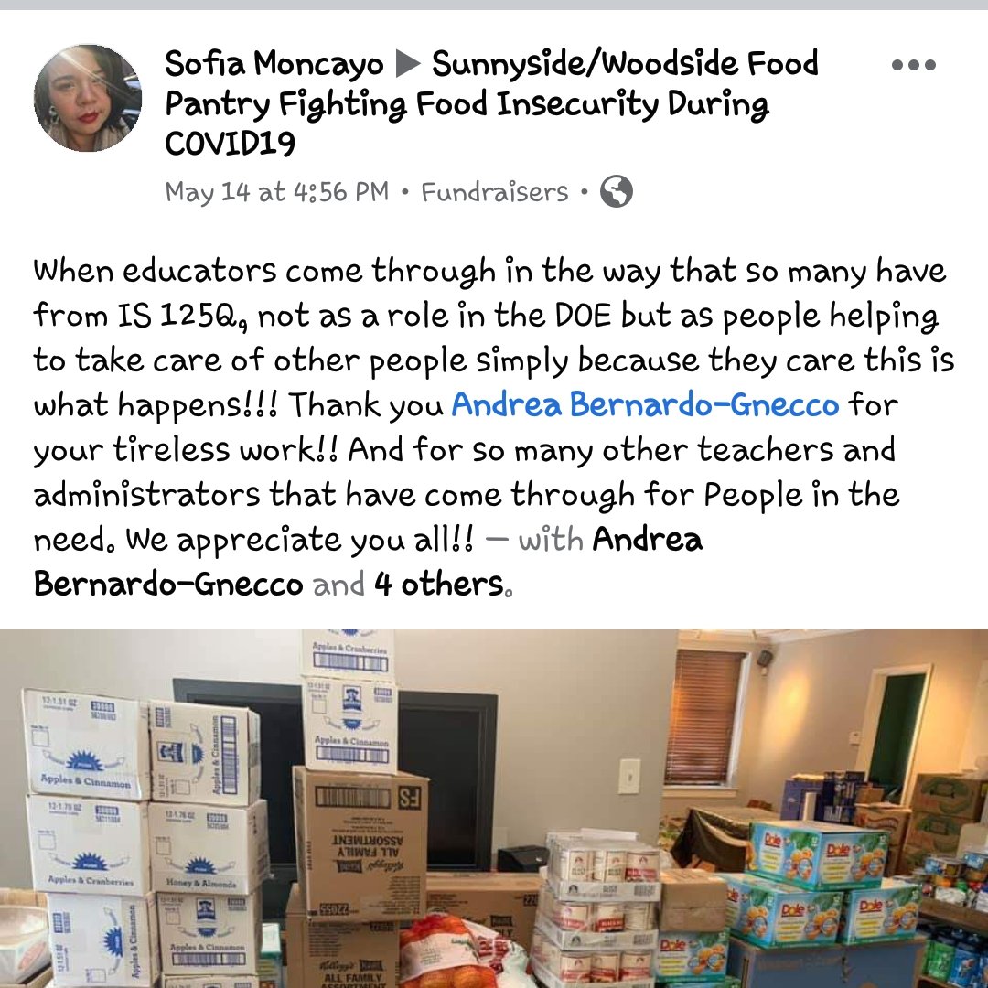 IS125Q's tweet photo. #woodsidewolves is not just a hashtag. We are stronger together. #is125q staff is here for the community. Thank you Sofia for organizing. We are glad to help.🐺#woodsidestrong @NYCSchools @DOEChancellor @ofdc_nycschools @QueensNorthBO @NYC_District24 @MabelSarduy @JimmyVanBramer https://t.co/dOsjbbYVGN