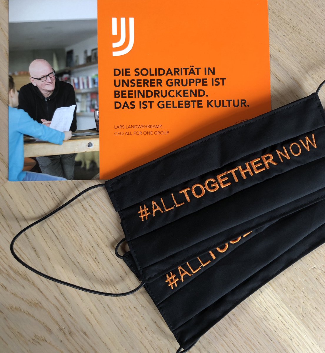 c_hopfner's tweet photo. The masks have arrived... although it is terrible that we need to use them, a big thank you to @AllforOneGroup who sent two of these high quality and sustainably produced masks to all employees! #alltogethernow https://t.co/BtH0lmyfyZ