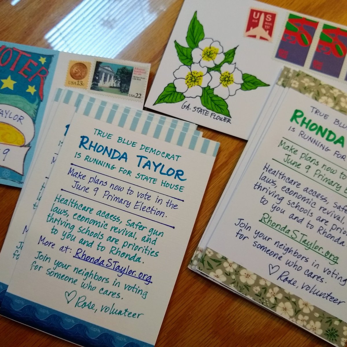 #PostcardsToVoters for Rhonda Taylor in Georgia. Help increase Democratic turnout across the country now for a #BlueWave in November. Text JOIN to 484-275-2229 or email join@tonythedemocrat.org.
#VoteBlue2020 #ElectRhonda