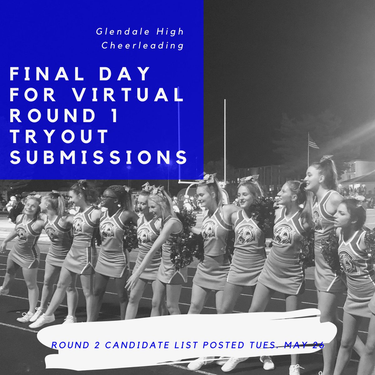 glendale_cheer's tweet photo. Final Virtual Tryout Day! So excited with all the talent we have seen. https://t.co/rQtcFg4Unm