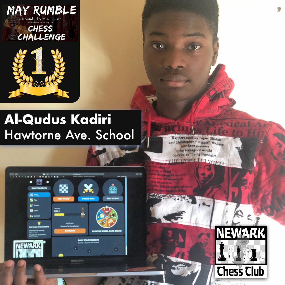 NewarkChessClub's tweet photo. Congratulations to Al-Qudus from Hawthorne Ave. School, the victor of yesterday's May Rumble Chess Challenge! We congratulate him and everyone else that participated yesterday! @NPS_Newark β
#NewarkChessClub #MayRumbleChessChallenge #Newark #SuccessWithChess https://t.co/oW49DSASip