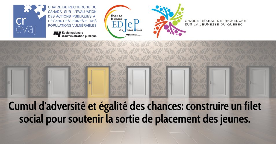 crevaj's tweet photo. 🌐Séminaire en #Visioconférence Zoom  : 'Cumul d'adversité et égalité des chances: construire un filet social pour soutenir la sortie de placement des jeunes'.

⌛️Mardi 09 juin 2020 : 12h30 (HAE)

Inscription gratuite :  https://t.co/MYnLUkHzz6

#Crevaj 🧩
#EDJeP #CRJ https://t.co/FuebtjkVwS