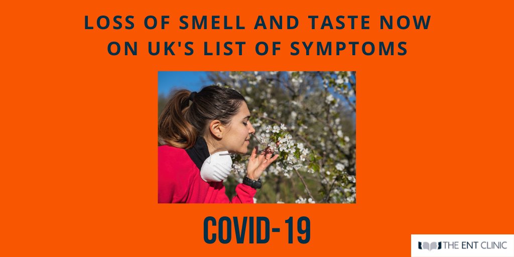 The_ENT_Clinic's tweet photo. This has now been officially recognised as one of the main symptoms that people should look out for and self-isolate with.  ENT-UK have been calling for this change for almost 8 weeks. This should ensure more cases are picked up. #Hastings #Eastbourne #EastSussex #TunbridgeWells https://t.co/V3ArP6ight