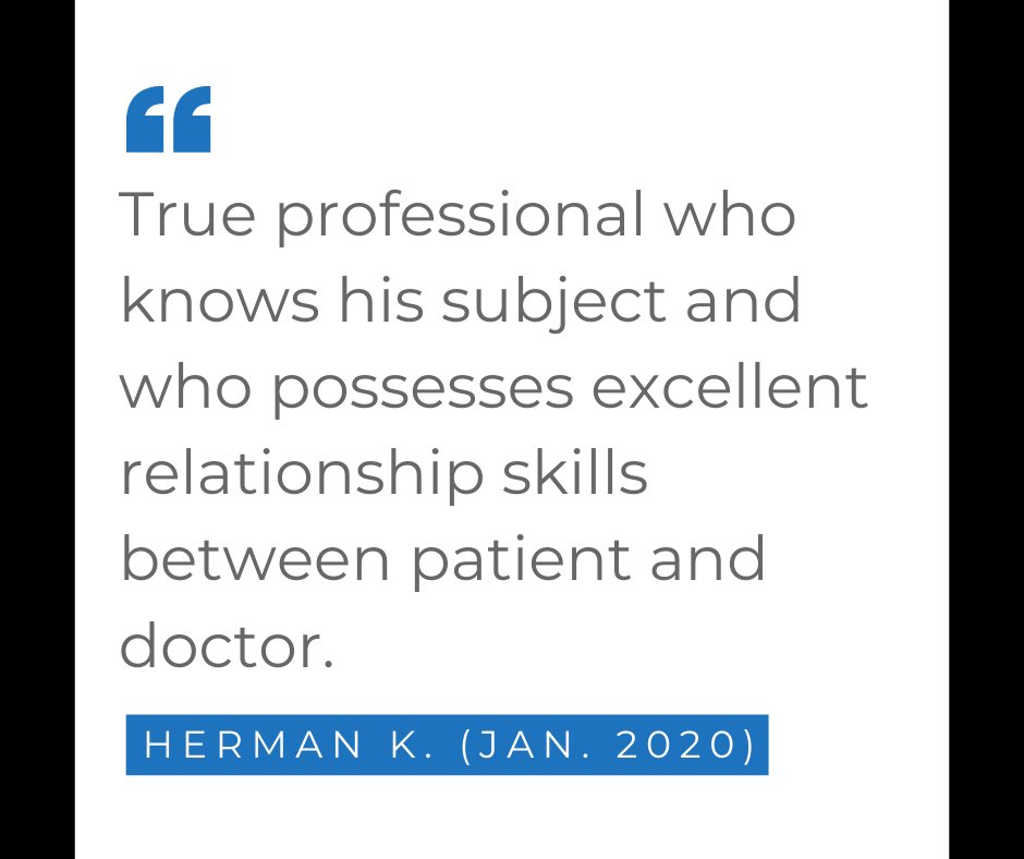 Great #testimonial for <a href="/BryanButlerMD/">Dr. Bryan Butler</a>: "True professional who knows his subject and who possesses excellent relationship skills as between patient and doctor." - Herman K.