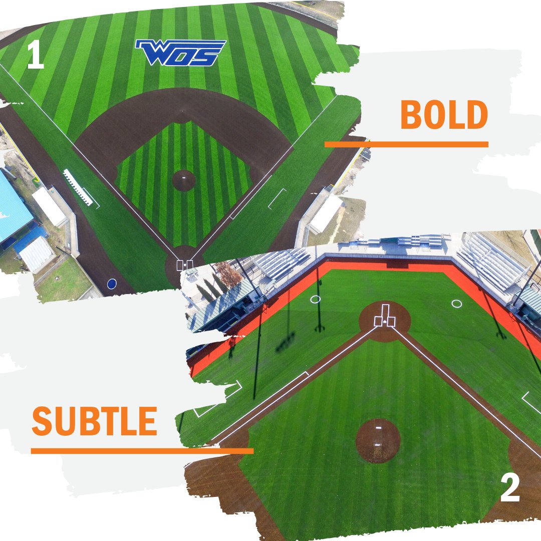 actglobalturf's tweet photo. Which alternating colors would want on your home turf: bold or subtle? Comment 1 or 2! #FieldFeatureFriday #BaseballTurf #ArtificalGrass https://t.co/pRB885ThCd