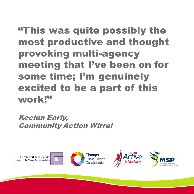 MerseysideSport's tweet photo. Earlier this week MSP and @ActiveCheshire were delighted to host the very first @C_MPartnership Physical Activity sub-group.
There was an amazing energy in the virtual room and we can't wait to work with everyone to change lives and save lives across our patch! #strongernetworks https://t.co/lwu3JM8kzb