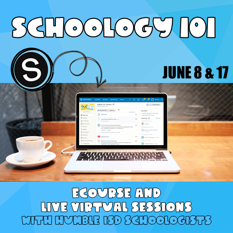 HumbleISD_DDI's tweet photo. Attention NEW and CURRENT @HumbleISD Schoology users! Join us on June 8th or June17th for Schoology 101, a 2⃣-step session that includes a 1⃣-hour self-paced AND a 2⃣-hour live Zoom session. More info coming soon! Keep checking your email for ways to register! https://t.co/eWPsST0iyR