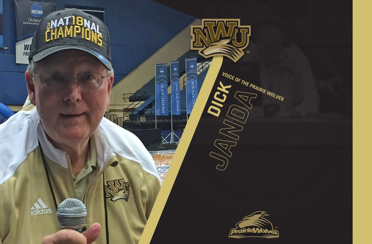 NWUSports's tweet photo. NWU Hall of Fame broadcaster and "Voice of the Prairie Wolves" Dick Janda has announced his retirement.   For 11 years @JandaDick called @NWUFootball and @NWU_Basketball games on KFOR Radio. We wish Dick the best in his retirement -
https://t.co/526mFat8it https://t.co/NOYILmu0vJ
