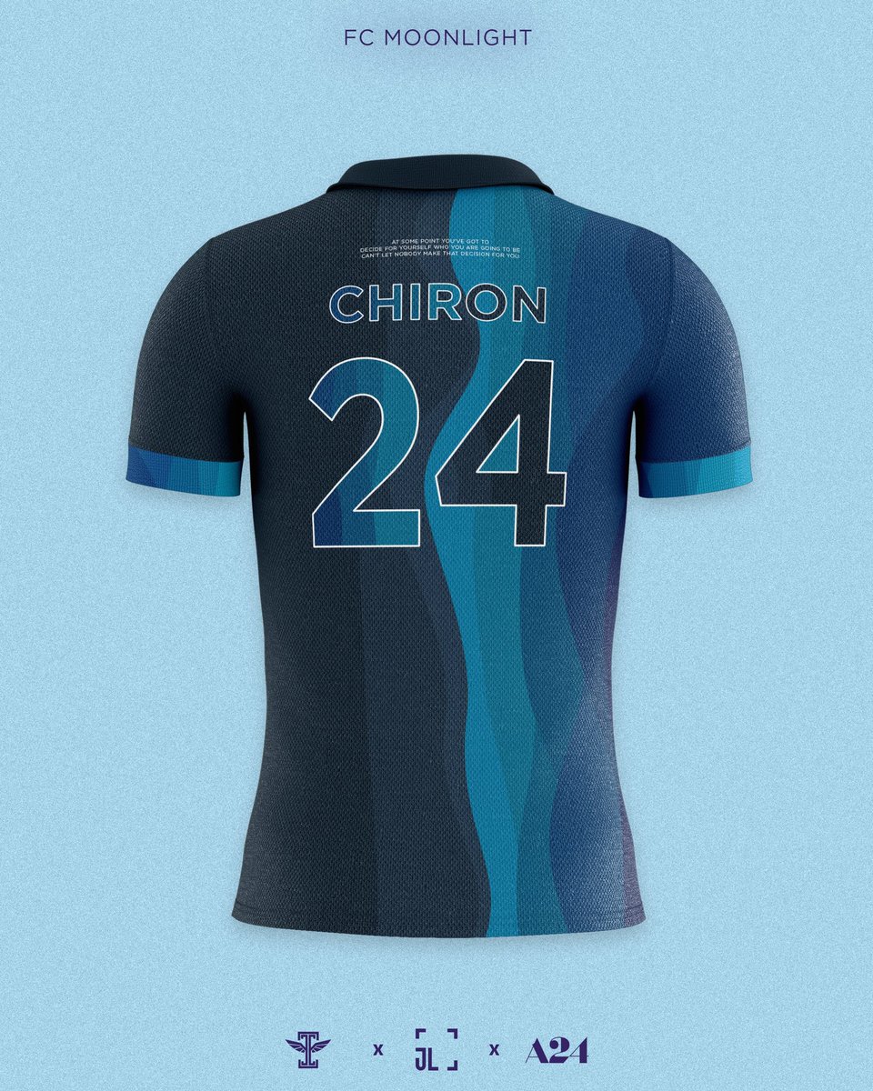 Continuing A24 Films as Football Clubs: FC Moonlight’s 2nd kit, wearing Chiron’s name - a quiet man off the pitch but one of the most intelligent playmakers in the (imaginary) game.