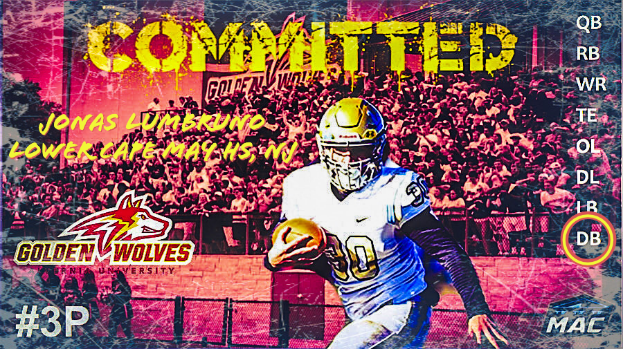 AlverniaFB's tweet photo. Our next DB commit comes out of New Jersey from Lower Cape May high school!

Golden Wolves Nation, please welcome Jonas Lumbruno!

#3P 
#WOLVESSEA20N https://t.co/Az5jwqEHYO