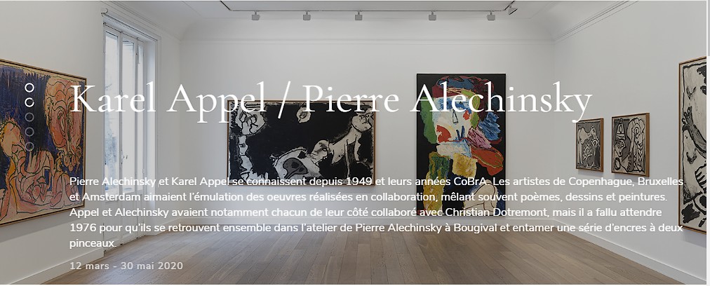 VeroniqueChemla's tweet photo. "Karel Appel / Pierre Alechinsky. Double-Brush Works" (1976-1978)", exhibit @GalerieLelongFr. "Principles: the white and the black of the Indian ink, the paper worked on the ground, one begins and the other bounces... Then the paper is glued on the canvas" https://t.co/dSZfbQVa21 https://t.co/YfN7YyCid7