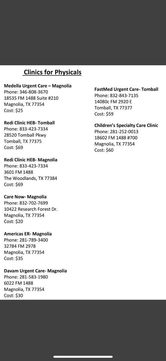 IMPORTANT PHYSICAL INFORMATION‼️