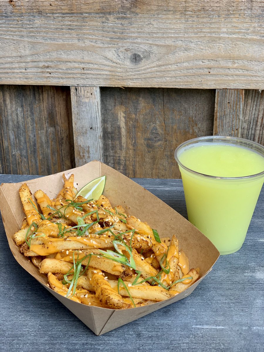 WineBarGeorge's tweet photo. Introducing...Frozen &amp; Fries! Visit The Basket for your choice of french fries &amp; frozen drinks to-go. 

🍟 ❄️ 
▪️Queso Fries w/ Frosé
▪️Togarashi Fries w/ Friezling made w/ Dole Whip® Lime
▪️California Fries w/ Frozcato made w/ Dole Whip® Pineapple
▪️Buffalo Fries w/ Freaujolais https://t.co/Ge9lAommBc