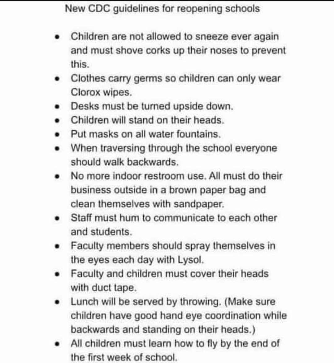 The CDC made more realistic guidelines: 😅🤣