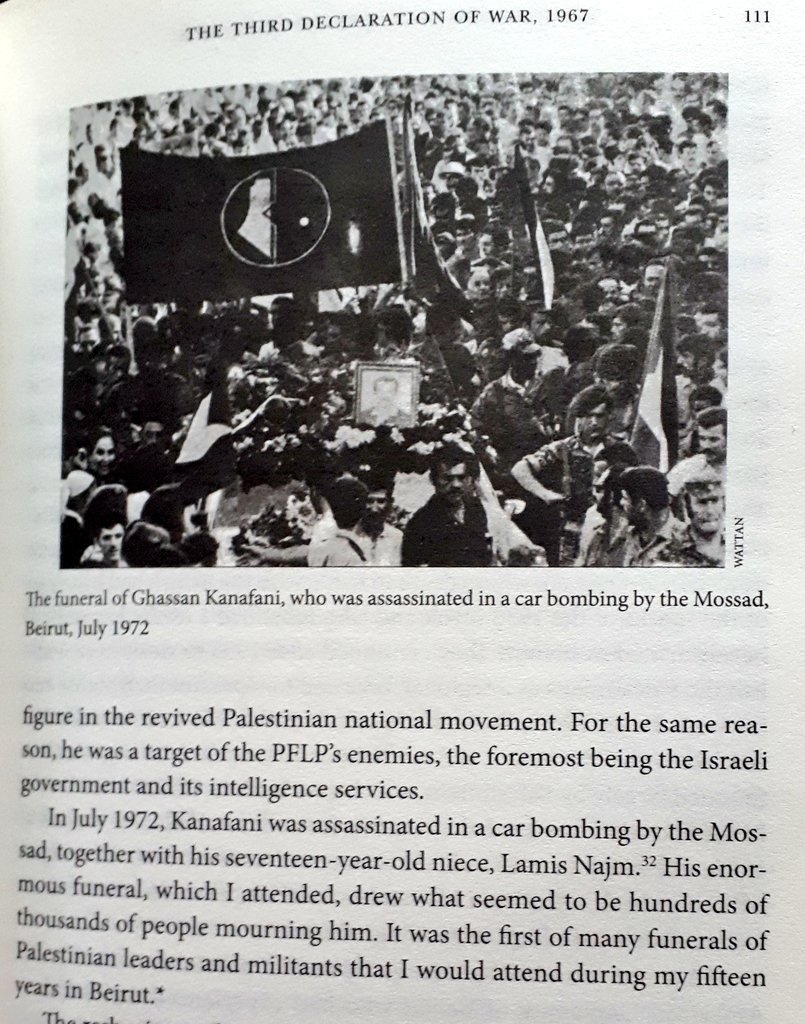 "In July 1972, Kanafani was assassinated in a car bombing by the Mossad, together with his seventeen-year-old niece"