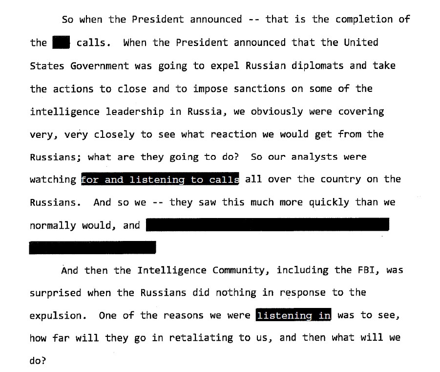 I tried to fill-in redactions on the Comey testimony, March 2017. McCabe has told us that the people responsible for the PDB's were asking for information on the Russian reaction. To me this is a clear setup of Flynn. Remember Kislyak had visited Obama in Oct 2016