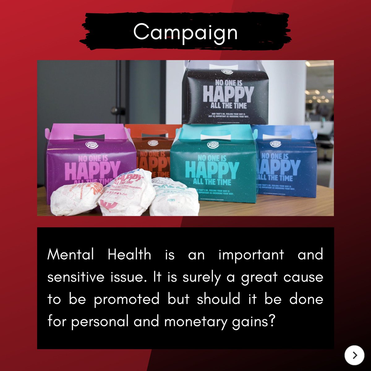 marksocsrcc's tweet photo. 'The Real Meals' campaign was an insincere approach of Burger King to bring attention towards Mental Health
.
.
.
.
.
#marketing #marketingfails #causemarketing #marketingstrategy #burgerking #adcampaign #adfails #du #college #fiasco #mentalhealthawareness #mentalhealth https://t.co/GlW6BMYD4H