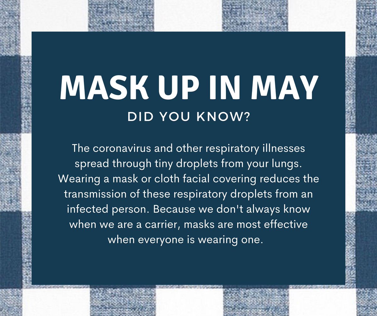 DowntownNorman's tweet photo. As more Downtown shops and restaurants re-open and you venture out this weekend, help us slow the spread, wear a mask! #MaskUpInMay #NormanOK https://t.co/dDIiMmJ802