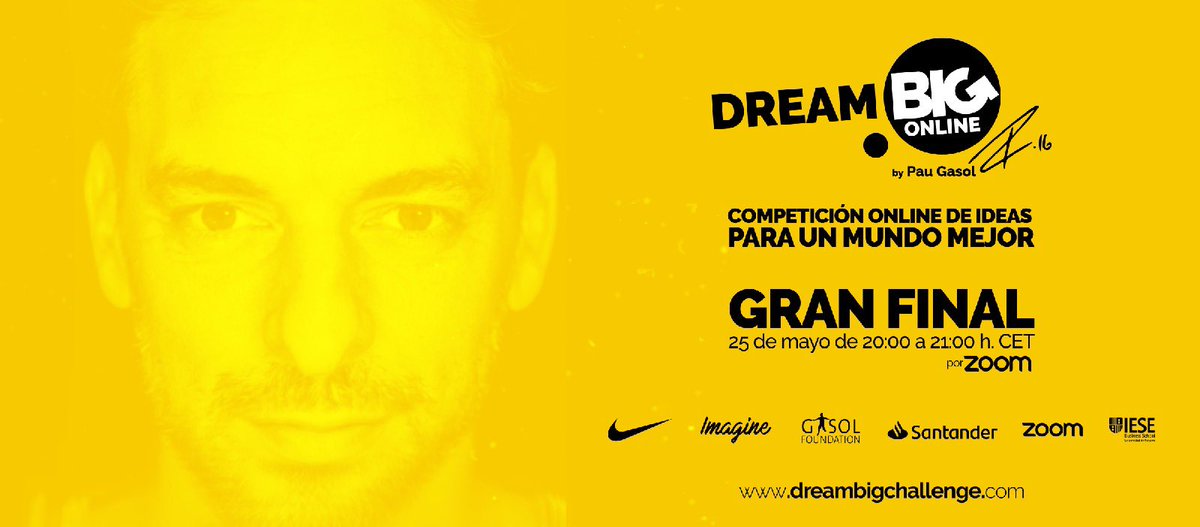 ¡Lo de ayer fue GENIAL! 
Gracias a los 907 equipos y a los más de 3.000 participantes inscritos al #DreamBIGchallenge online y a todos aquellos que lo estáis haciendo posible.

Invito a tod@s a seguir la GRAN FINAL del próximo lunes 25 de mayo!🤔💭
+ info: …dreambigchallengeonline.eventbrite.es