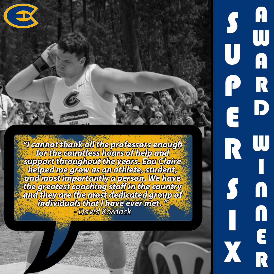 UWECblugolds's tweet photo. @UWEauClaire @ChancellorJim 2018-19 Super Six Winner:
David Kornack

@uwectrack 
@UWEauClaire https://t.co/E0YhjNN6uq