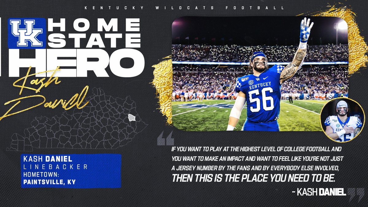 UKFootball's tweet image. Home State Hero. Leader. Winner. @KashDaniel15 

🤘😼🏈