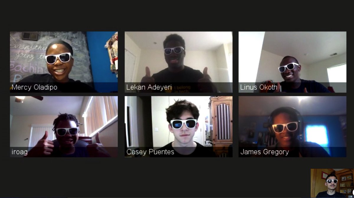 jmsgrgry_'s tweet photo. Shout-out to Team Flamingo for making #earlybird20 a blast even virtually 🦩🦩
@mercycoladipo @PuentesCasey @lekan_digital @dodie_iro @Blinus_linus @samueljsandoval 
Also we lookin good in sunglasses 😎 https://t.co/eOa91vG6se