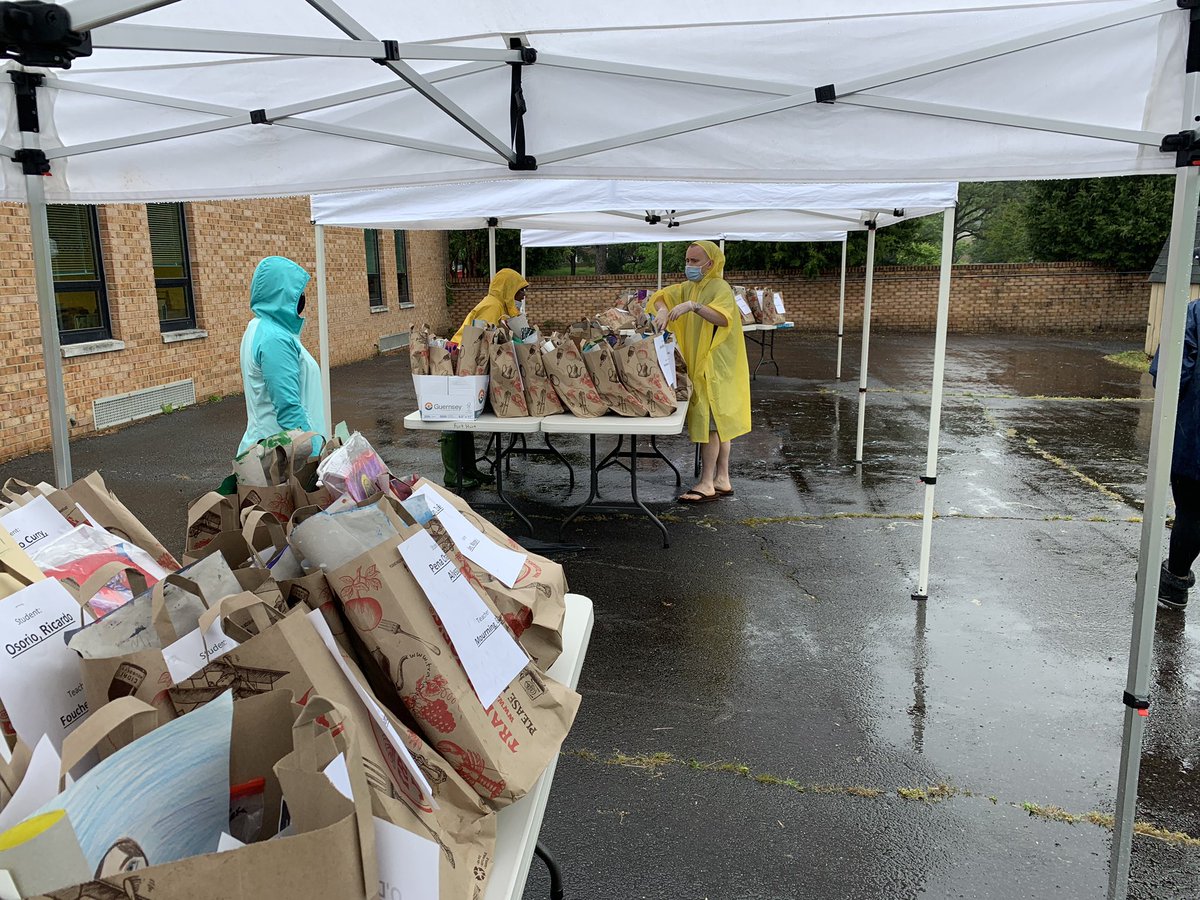 Principal_TimS's tweet photo. Fort Hunt staff tackle logistics and weather for curbside pick up of student possessions.  Thank you Fort Hunt staff! https://t.co/7vIE3sQcS9