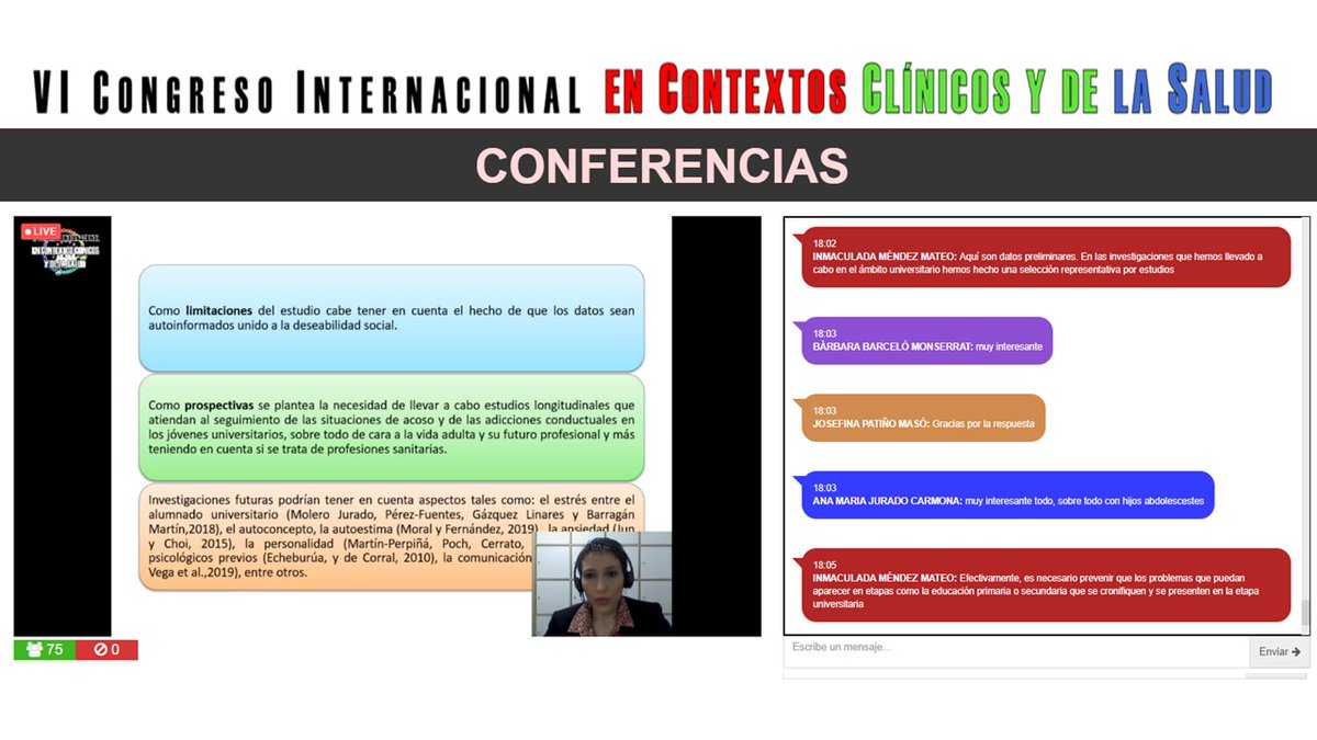 formsoci_ccss's tweet photo. Seguimos  en #Streaming con:

CONFERENCIA #VICICCS: Dra. Inmaculada Méndez Mateo 
@inmamendez_um
 
#DROGAS, #VIOLENCIA Y #ADOLESCENTES: #PROBLEMAS DE LA #SALUD #PÚBLICA QUE SE EXTIENDEN A LA #UNIVERSIDAD

Accede y participa en nuestro #chat #online: https://t.co/bN2ZvUZhlk https://t.co/q2Ligy02qz