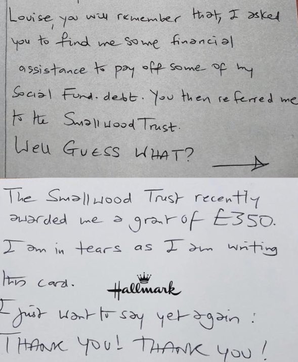 leehealey_'s tweet photo. What a beautiful way to end the week - with a lovely customer letter thanking @income_max Louise for her help and assistance with a charitable grant. Absolutely wonderful to see our social impact in the customer’s own words. #SteadyYourShip #SocEnt #Kindness #IncomeMax https://t.co/W4xBXJZcSm
