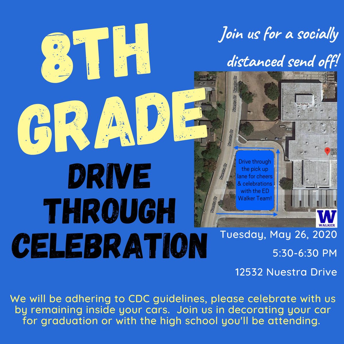EDWalkerSports's tweet photo. WOOHOO! HAPPY GRADUATION 8th Grade Student-Athletes!!! 

Can’t wait to see you all! With social distance, of course. https://t.co/mXO22HrVeP