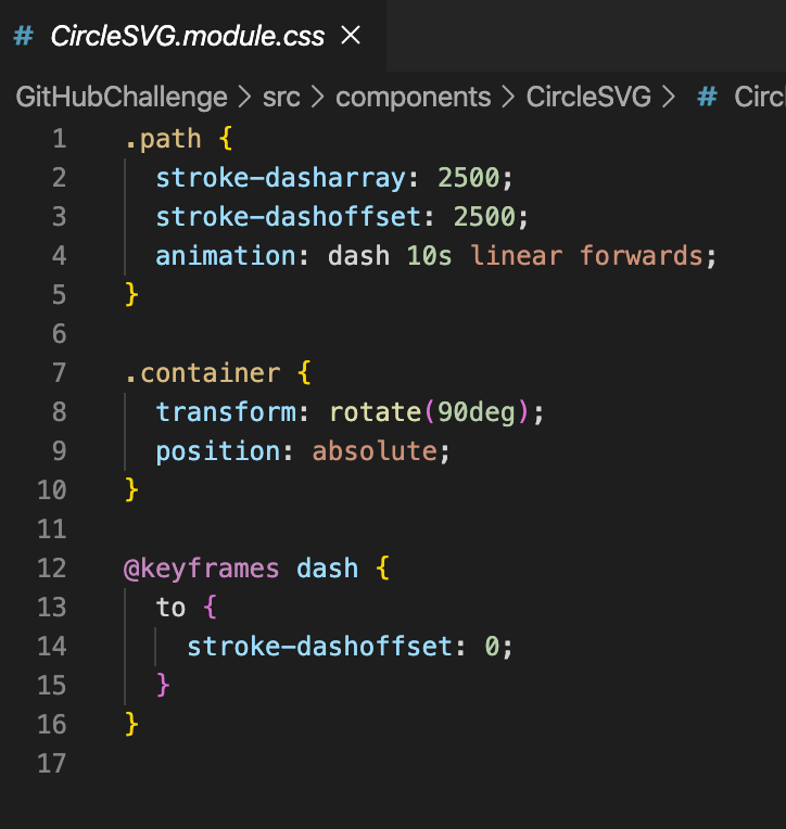 JodieNeville's tweet photo. For @theSchoolOfCode hackathon today our team used SVG line animation to start building a git command tutorial. Here's the code for our glorious circle⭕️. The idea is that if the user inputs the correct command that part of the diagram animates. 👩‍💻 

#WIP #hackathon #animation https://t.co/KFsbY4pjG0
