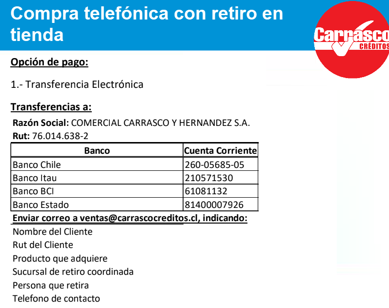 CCreditosCL's tweet photo. Compra telefónica con retiro en tienda!
Sí, porque nos preocupamos por ti y queremos darte el mejor servicio, te ofrecemos comprar de forma remota y poder retirar en nuestras tiendas. No dudes en contactarte con nosotros! https://t.co/rQvOPMDHvc