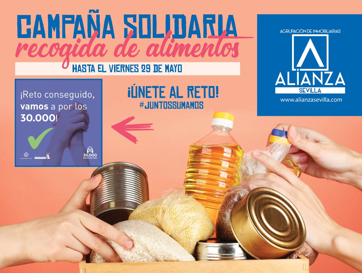 Inmonova1's tweet photo. A partir del lunes 25 al viernes 29 , podéis pasar por nuestra oficina y realizar vuestra aportación con alimentos no perecederos para aquellas personas que más lo necesitan.

Nos encontramos en :
C/Nuestra Sra de las Mercedes 1, local
Tfno: 954 186 266. https://t.co/RckA2CSfKk