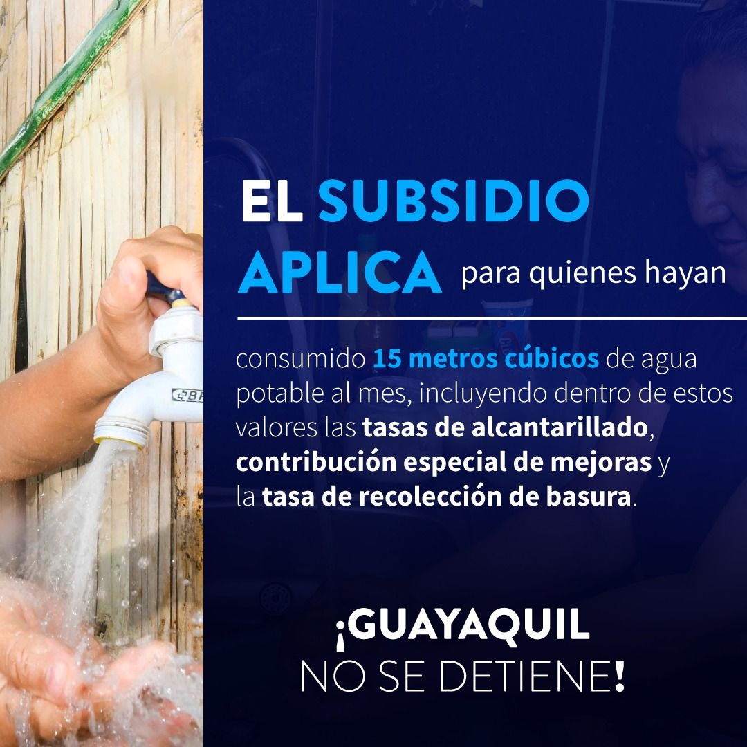 Las planillas de agua potable, correspondientes a los meses de MARZO y ABRIL serán subsidiadas por la Alcaldía de Guayaquil y EMAPAG.