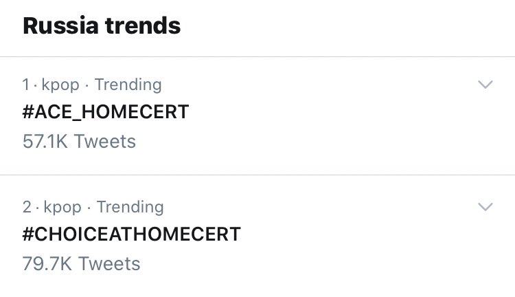  #ACE_HOMECERT and  #CHOICEATHOMECERT taking the #1 and #2 trends in Russia!