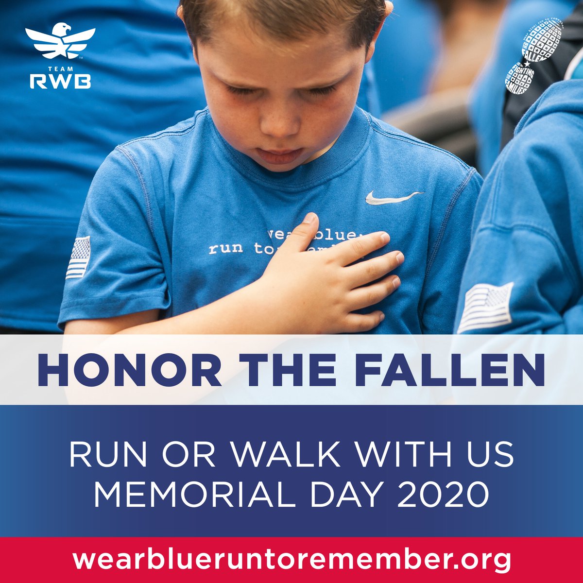 TeamRWB's tweet photo. We're teaming up with @WearBlue to honor our fallen service members on #MemorialDay. Run or walk with us to learn their stories, speak their names, and honor their legacies: https://t.co/vmkkIehyQU https://t.co/vw8uH9mlkj