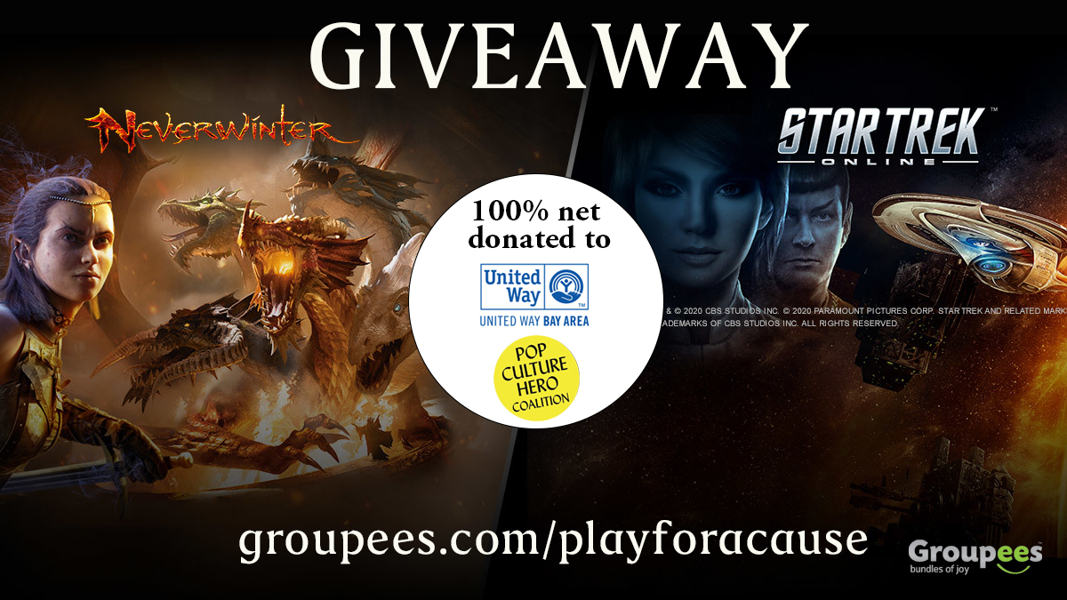 groupees1's tweet image. RT to win $10 tier of the @trekonlinegame + @NeverwinterGame Charity Bundle from @PlayArcGames! We'll pick 5 winners tomorrow. groupees.com/playforacause #playforacause