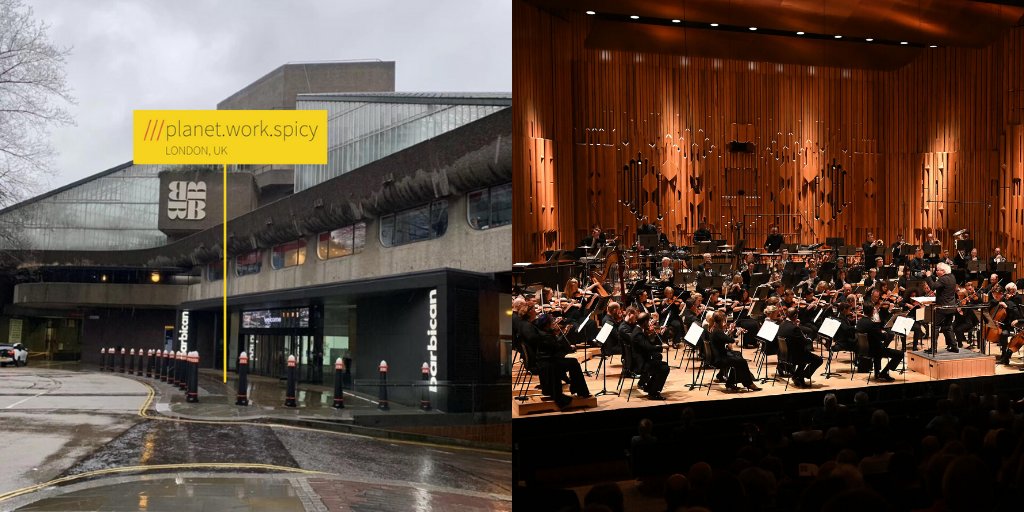 Barbican centre with what3words address outside ///planet.work.spicy