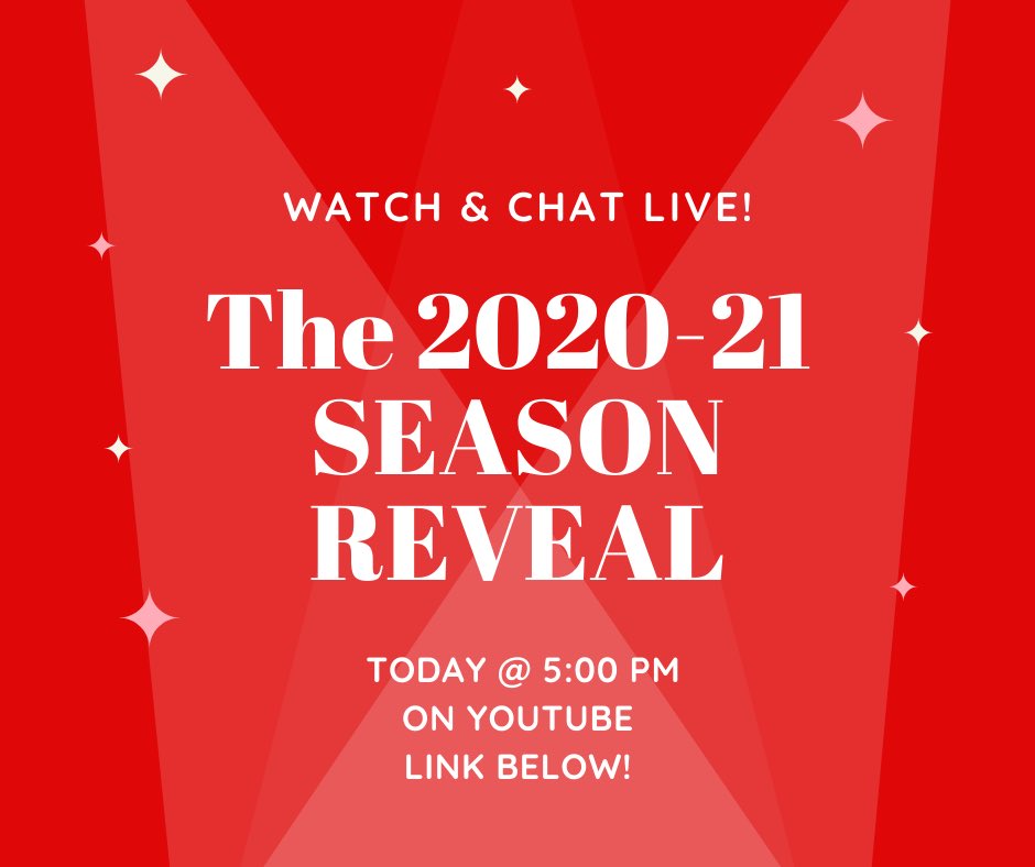 Tune in TONIGHT at 5:00 PM for the online announcement of the 2020-2021 Season Reveal! The production lineup will be presented one teaser trailer at a time as a YouTube premiere video.
Go to lafayettecivic.live/reveal at 5:00 PM to watch the reveal! 
#seeyourselfhere #outandabout