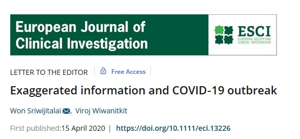 Incredibly, the day before submitting the now-corrected letter to  #JFLM, the same authors had a letter accepted by  @WileyGlobal for the European Journal of Clinical Investigation, decrying the dissemination of false information at a time of crisis.11/14