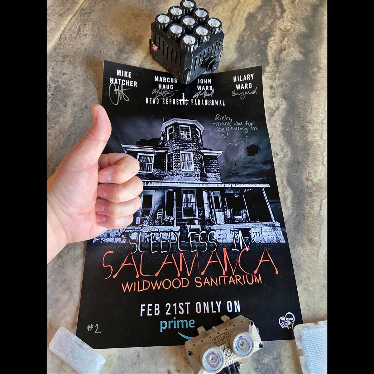 CoParaTech's tweet photo. Congrats to #DeadRepublicParanormal on documentary No.1! I can't wait for No.2!! Thanks again John, Hilary, Marcus &amp; Mike for taking #GhostLight along for the ride! #Dead #Republic #Paranormal #Ghost #Light 😎 https://t.co/mmLAFfBOtB